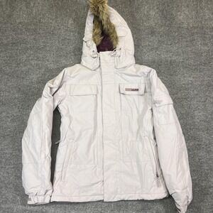 Planet Earth Jacket Womens Small Pink Parka Hooded Insulated Fur Trim Waterproof